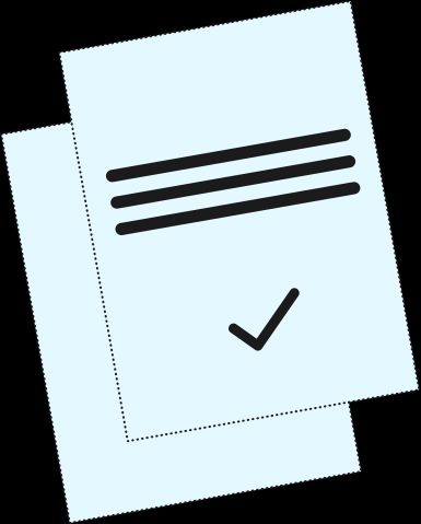 Pair of documents with a checkmark on them