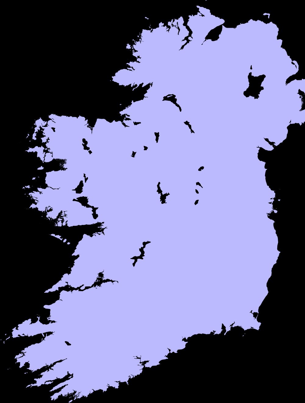 Violet silhouette of Ireland